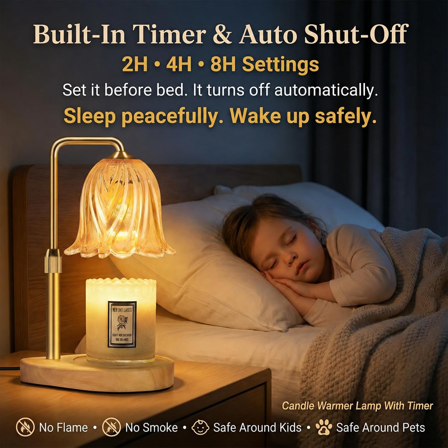 Candle Warmer Lamp with Timer Dimmable: Birthday Gifts for Women Adjustable Height Candles Light Warmers Lamps Gold Crystal Candle Warmer, House Warming Gift New Home Decor, for Women