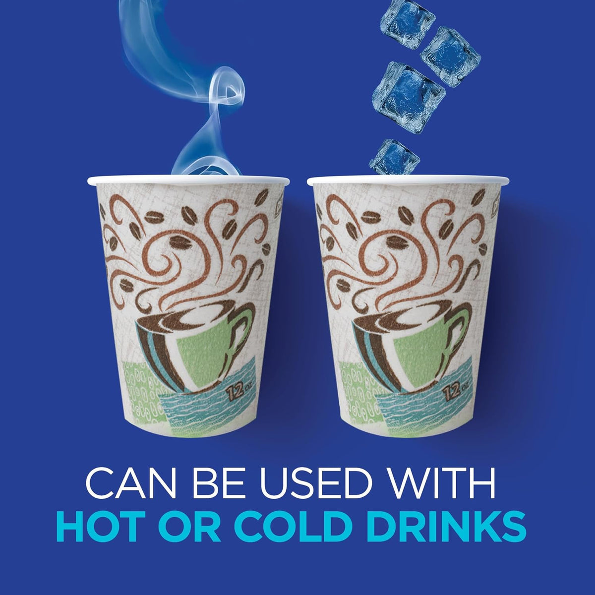 Dixie PerfecTouch 12 oz Paper Coffee Cups By GP PRO, Coffee Haze Design, 500 ...