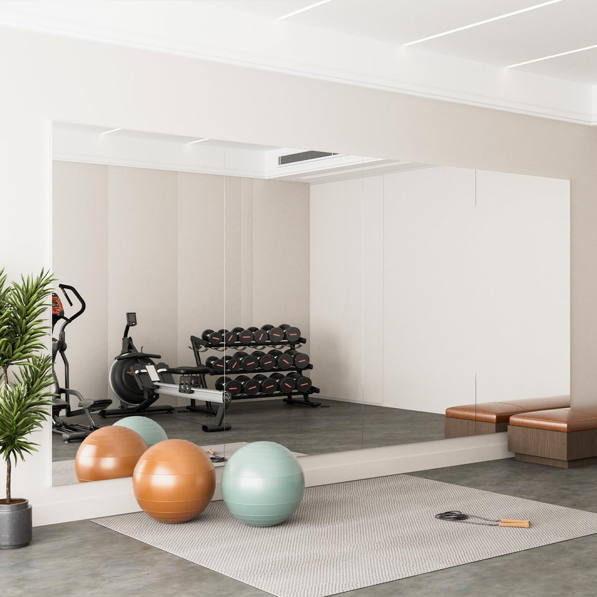 Gym Mirror, 59"x16" 2-Pack Shatterproof Nano Wall Mirror