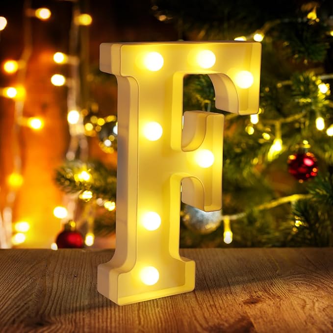 Light Up Letters F,LED Sign Marquee Letters 26 Alphabet for Party Birthday Name,Wedding,Christmas Decorations,Personalized Name Sign Letter for Centerpieces Table and Wall Decor