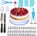 Uten Nozzles for Pastry Sleeve, 62 Cake Decorating Equipment Kit 48 PCS Nozzles, 2 Sleeves, 5 Spatulas, 1 Rotating Cake Plate, Wedding Birthday Accessories Decoration Pastry
