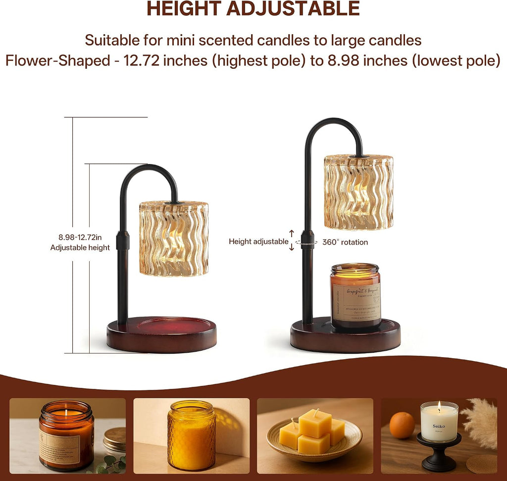 Homelist Candle Warmer Lamp, Adjustable Height Candle Warmer | Vintage Candle Warmer Lamp Dimmable with Timer for Home Decor, GU10 Bulb, Table Lights for Bedroom, Tea Room, Rest Room