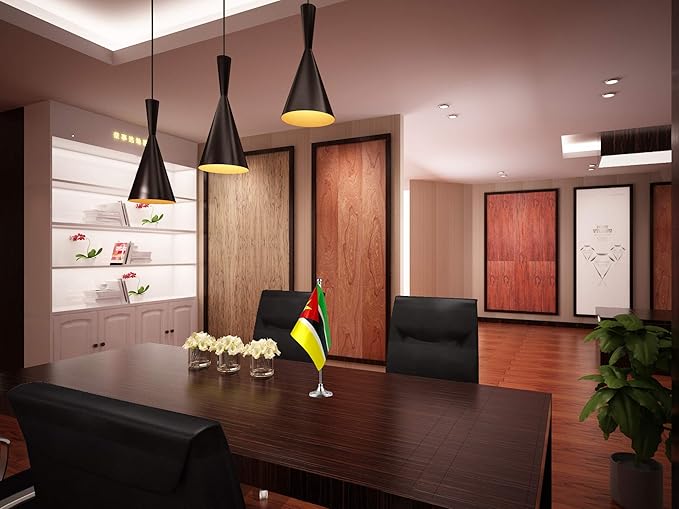 GentleGirl.USA Mozambique Table Flags,Stick Small Mini Mozambican Flag Office Desk Flag on Stand with Stand Base, International Festival Mozambique Theme Party Decoration,Home Desk Decoration