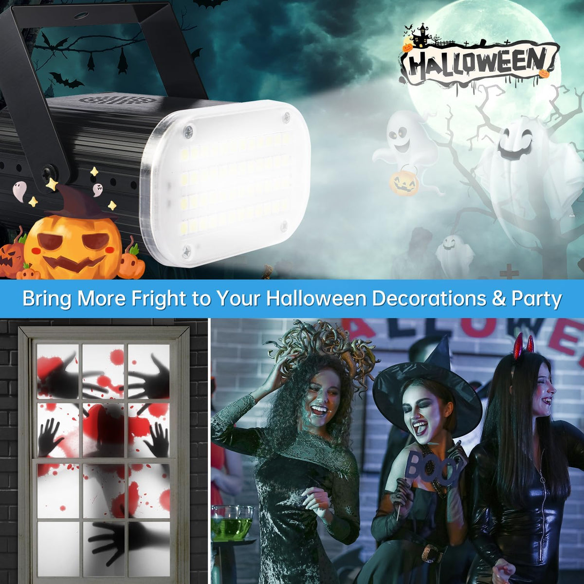 Luditek 4-Pack Mini Halloween White LED Strobe Light, Sound Activated - Flash...