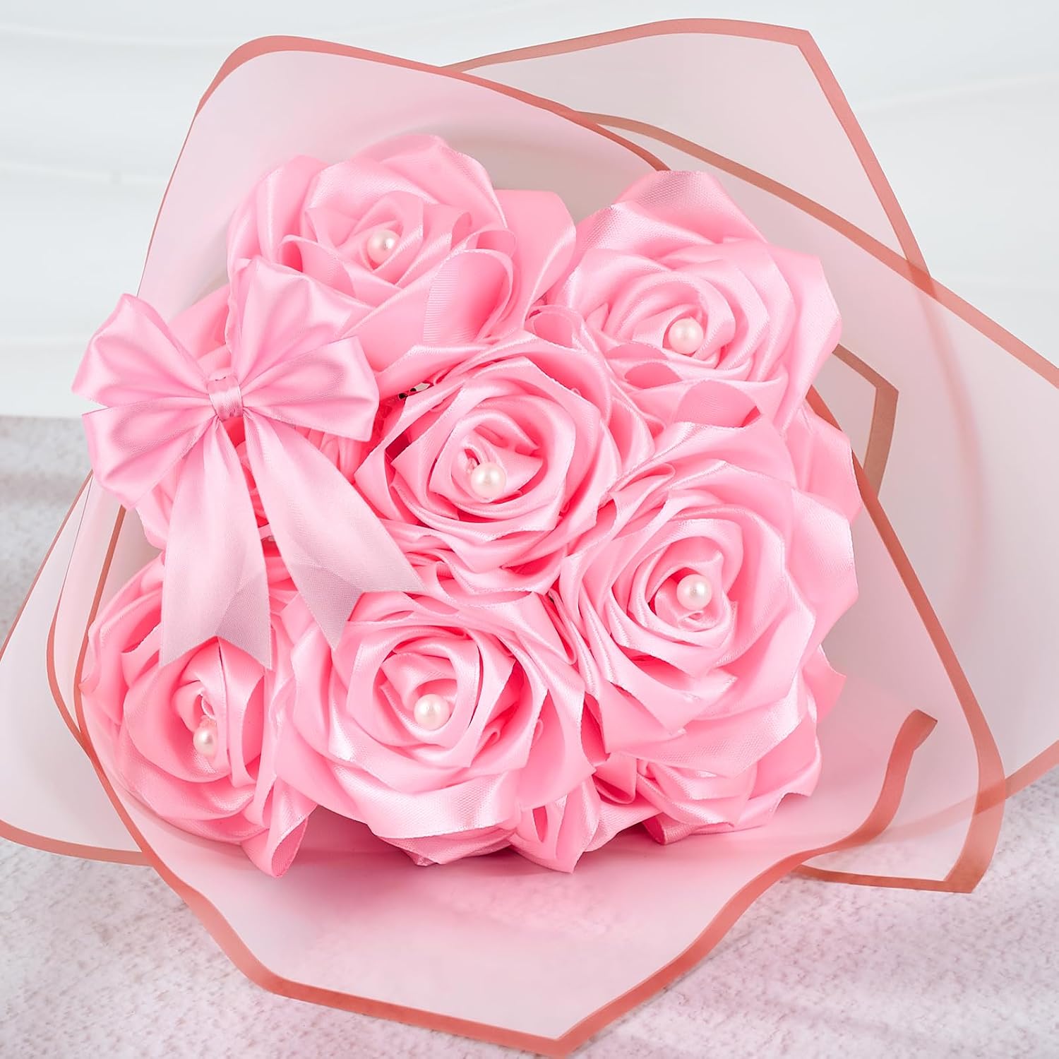 1-1/2 Inch 100 Yards Pink Satin Ribbon, Solid Fabric Ribbon Roll for Flower Bouquet, Gift Wrapping, Roses Making, Handmade Crafts