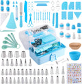Cake Decorating Kit: Decorating Supplies Tools Kit 208 PCS Baking Accessories Include Spiping Bags and Tips Set, Piping Tips Set, Spatulas, Cake Scraper, 50 Piping Bags, Blue
