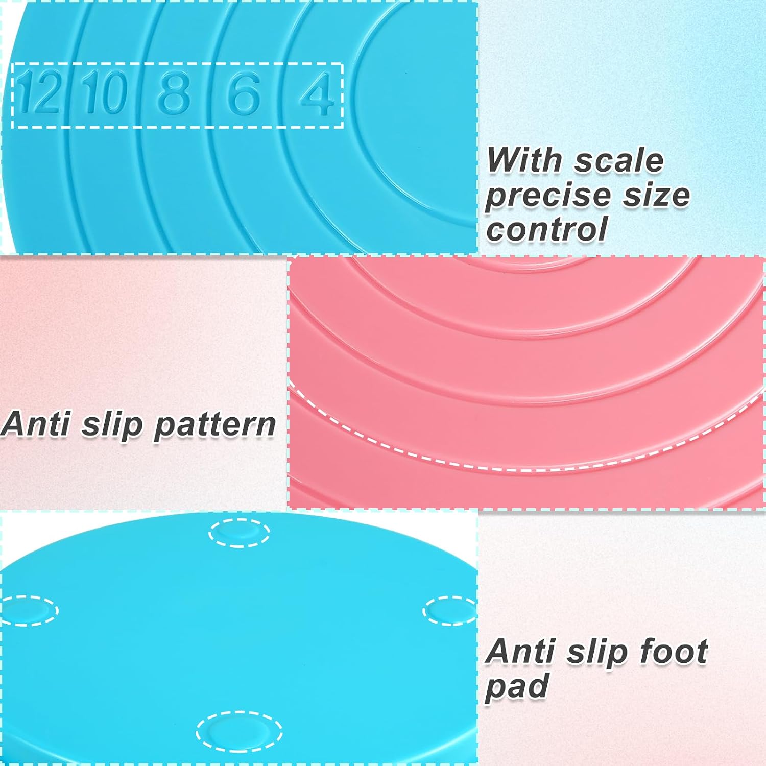 16 Pcs Cookie Decorating Kit Cookie Turntable Decorating Supplies with 2 Acrylic Turntable 6 Scribe Needle and 2 Silicone Mesh Mats 6 Decoration Brushes