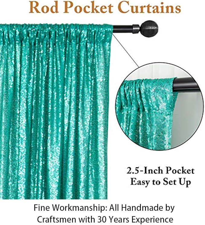 ShinyBeauty Sequin Curtain 2 Panel Set Christmas Green Glitter Background 2FTx8FT Green Sequin Backdrop Curtains Pack of 2 (Grass)
