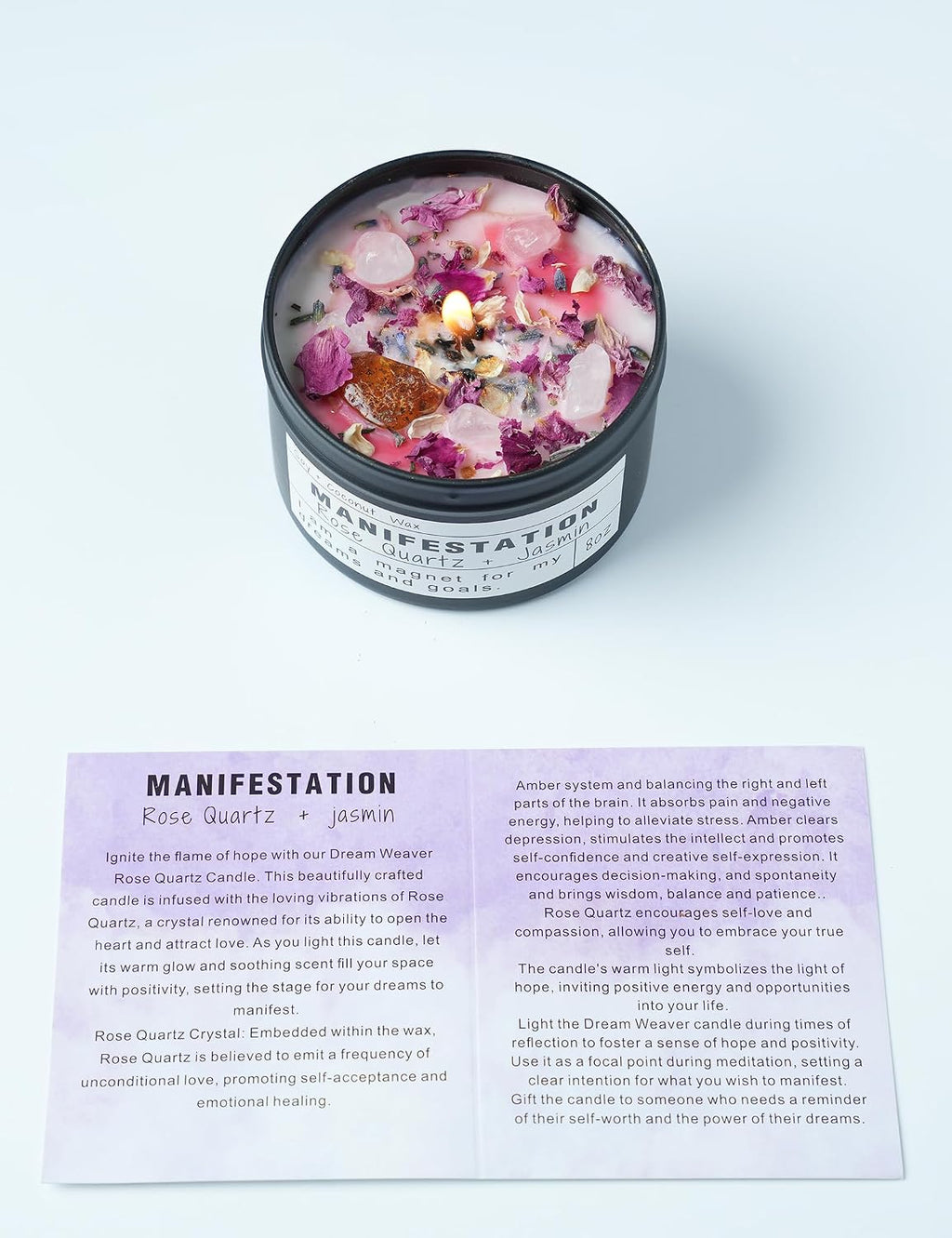 Crystal Soy Candles, Handmade Wishing Gifts, Wishing Law of Attraction, Moon Magic, Birthday Candle Gifts. (Manifestation)