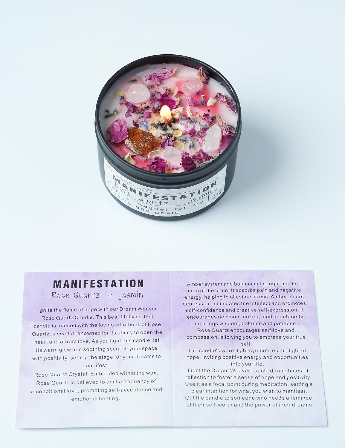 Crystal Soy Candles, Handmade Wishing Gifts, Wishing Law of Attraction, Moon Magic, Birthday Candle Gifts. (Manifestation)