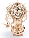 3d wooden puzzle mechanical clock – pirate ship, main product view