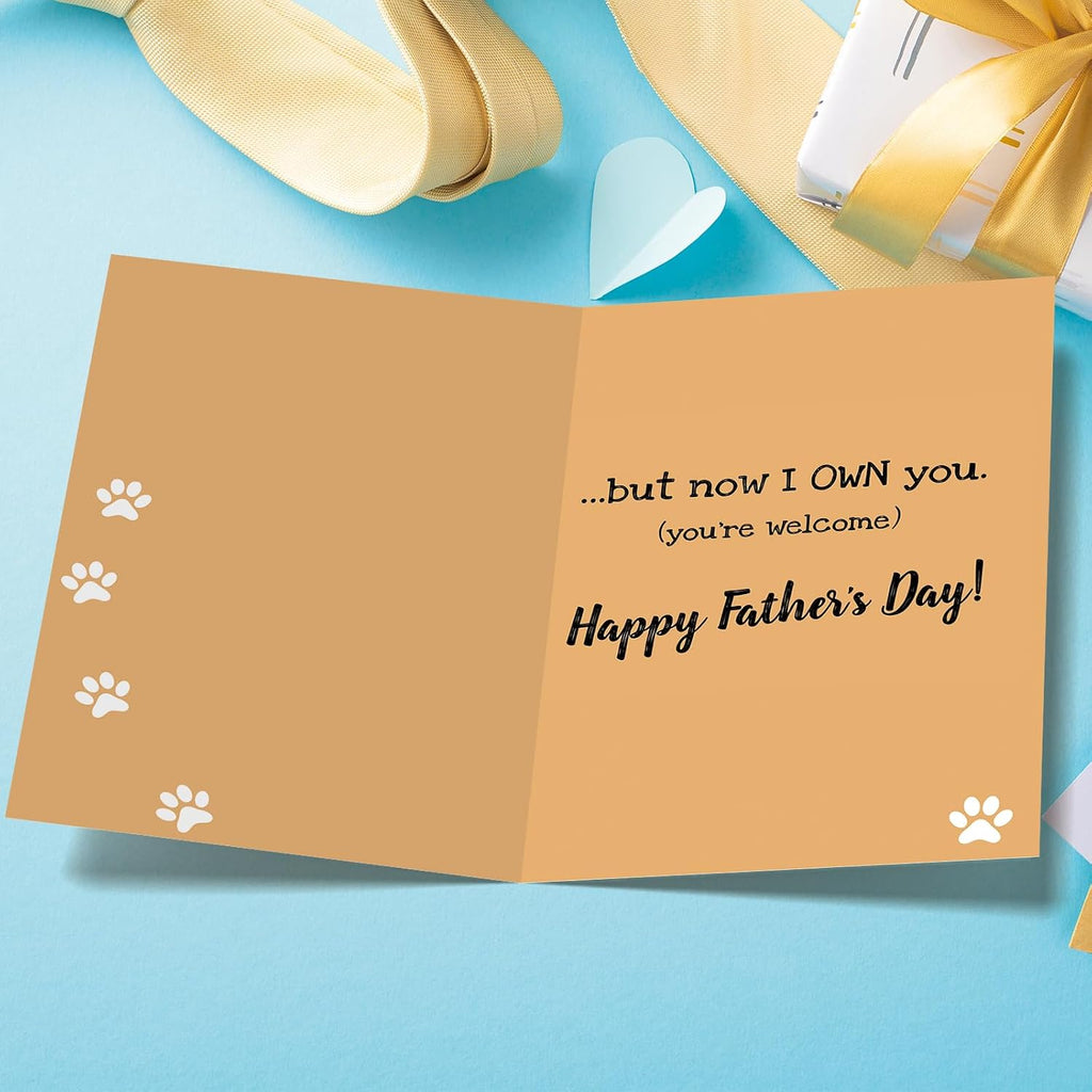 Funny Dad Fathers Day Card from Cat, Humor Cat Dad Gifts on Father's Day, Gift for Pet Cats Lover