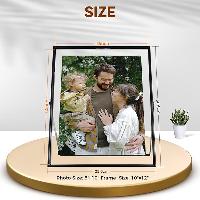 Black Floating Frame, 10"x12", Vertical, For Picture 9x11, 8.5x11, 8x10, 7x9, Tabletop Shelf Photo Frames, Classy Gift For Thanksgiving, Wedding, or Birthday