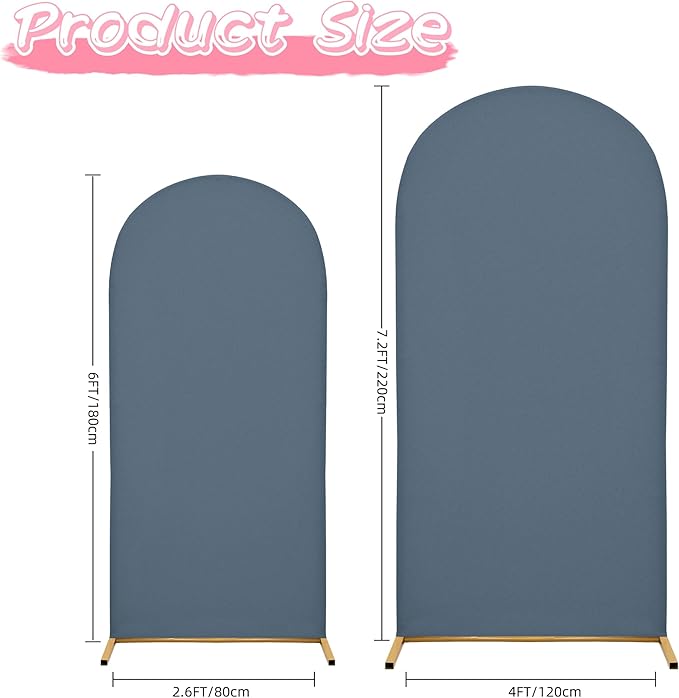 Wedding Arch Covers Arch Backdrop Cover Arch Stand Covers 7.2FT 6FT Set of 2 Arch Cover Spandex Fabric Stretchy Backdrop for Wedding Birthday Party Decoration Baby Shower (Dusty Blue)