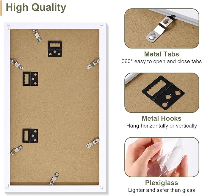 Vittanly 8x14 Picture Frames Collage, Displays 3Pcs 4x6 Pictures with Mat, Collage Picture Frame for Horizontal or Vertical Display, White, 1 Pack
