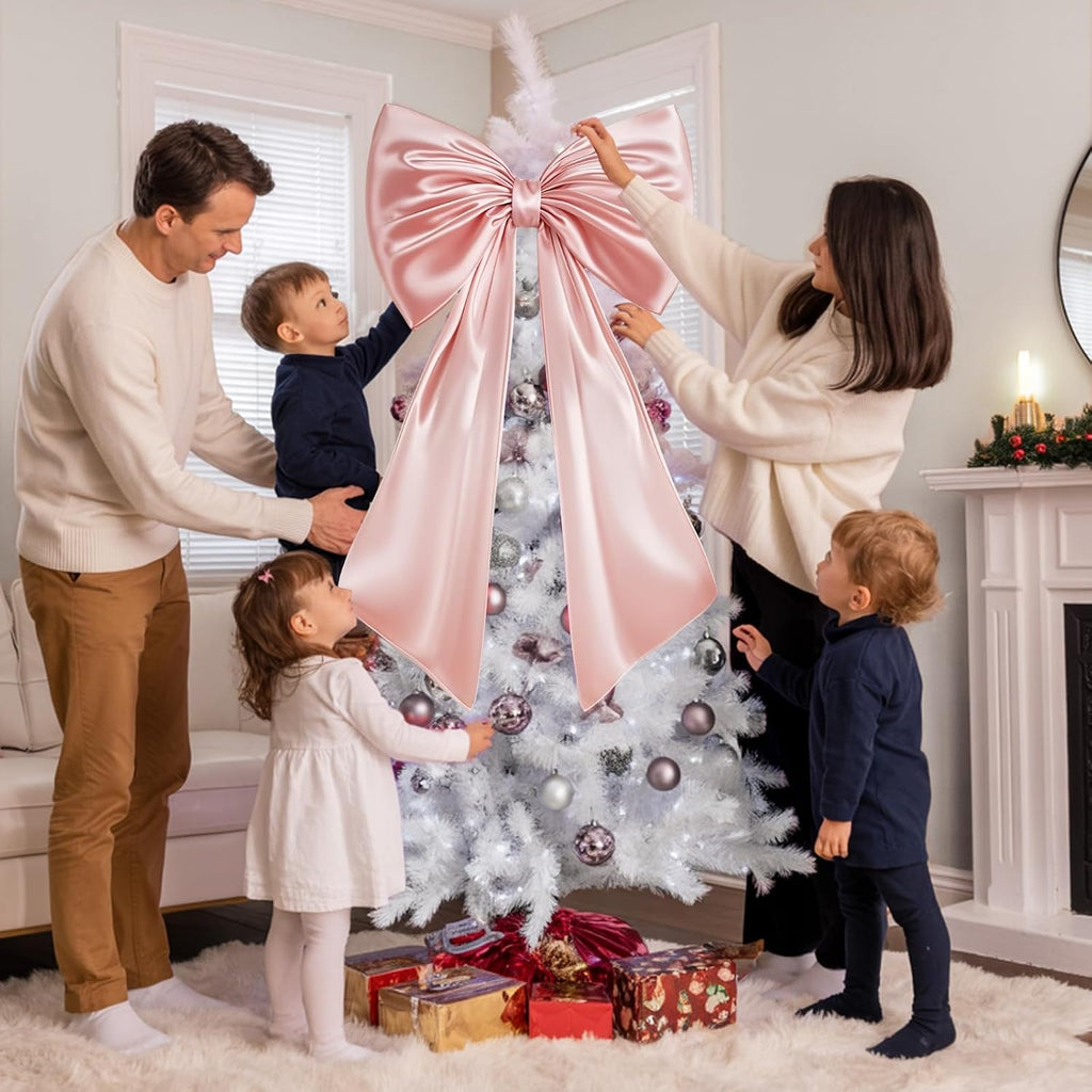 Large Pink Bow for Coquette Room Decor, 40x24 In Satin Ribbon Tie Coquette Birthday Decorations, Giant Pastel Pink Hanging Wall Decor for Ballerina Girl Just Want to Be One (Internal Stability Layer)