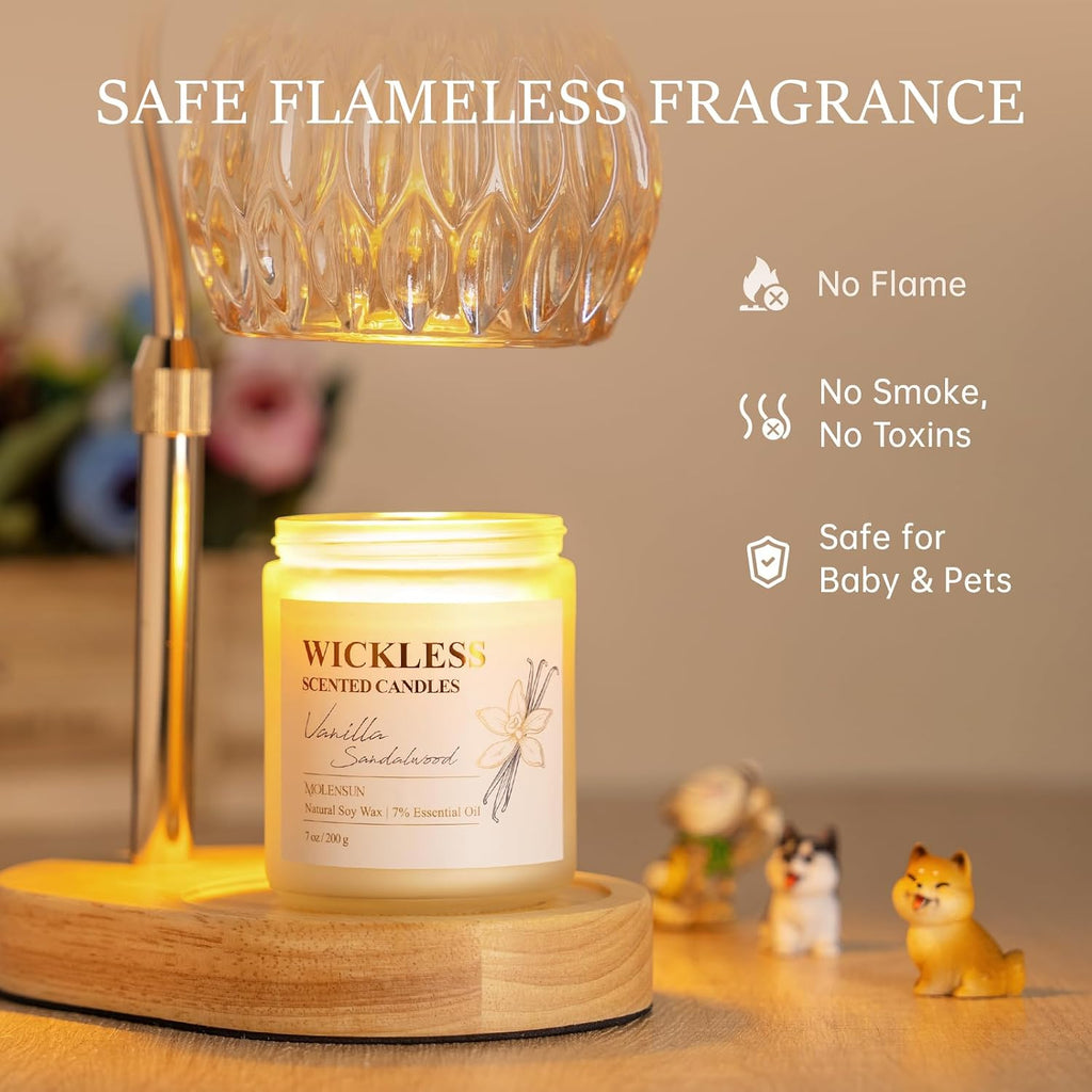 Vanilla Sandalwood Wickless Candle for Candle Warmer Lamp with 10ml Essential Oil for Custom Aroma, Flameless Non-Toxic Soy Scented Candle for Home, Monter's Day or Birthday Gifts for Women & Men
