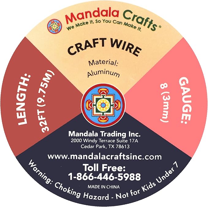 Mandala Crafts 8 Gauge Anodized Aluminum Craft Wire for Jewelry Making - 32 FT Colored Flexible Hot Pink Wire - Bendable for Bonsai Armature Crafting Sculpting