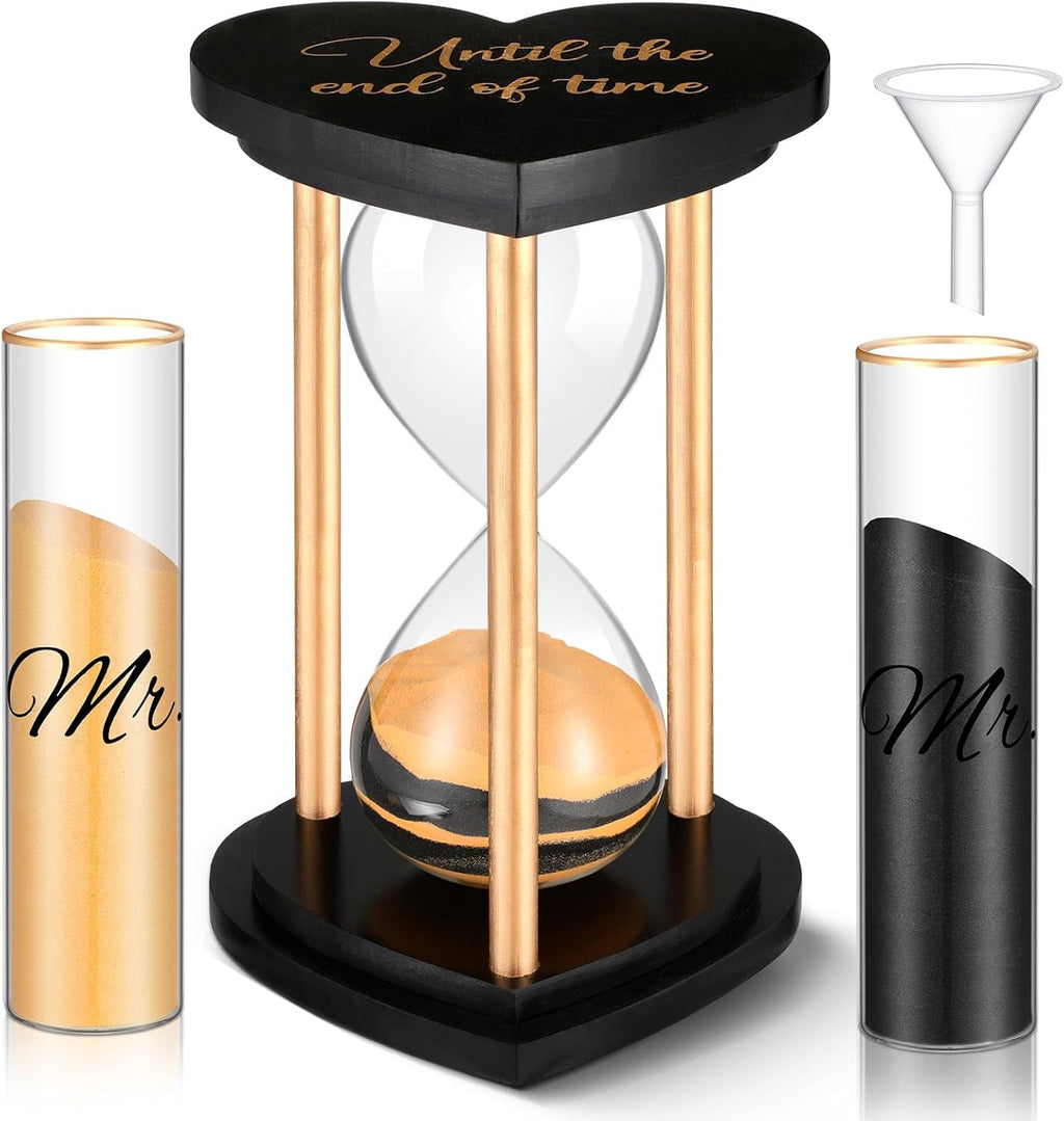 Unity Sand for Wedding Ceremony Set Wedding Sand Ceremony Kit for Anniversary Engagement Keepsake Table Decorations(Black Gold,Retro)