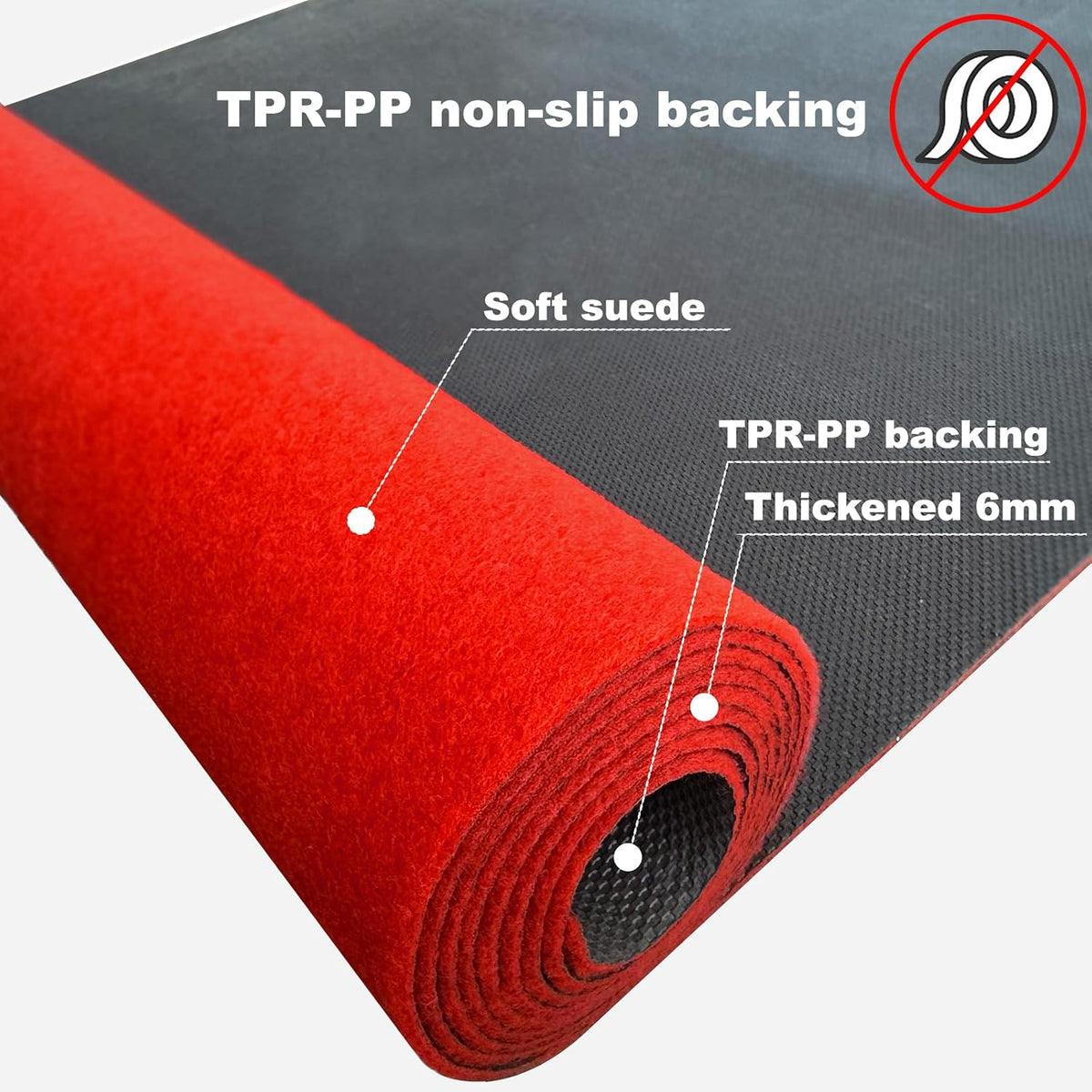Extra Thick 3x10Ft Red Carpet Runner for Party, Non-Slip TPR Backing Aisle Ru...