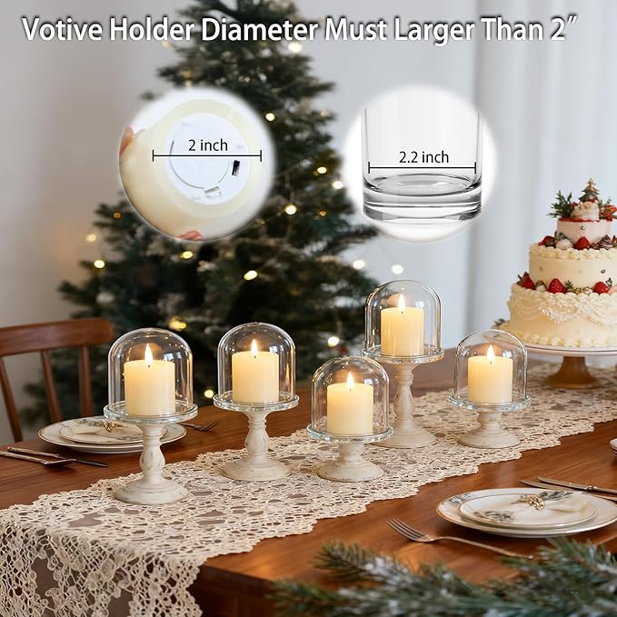 Lezonic Flameless Votive Candles Battery Operated with Remote and Timer, Pack of 6 (D:2" X H:2") LED Ivory White Long Lasting Flickering Wax Candles with Realistic 3D Flame