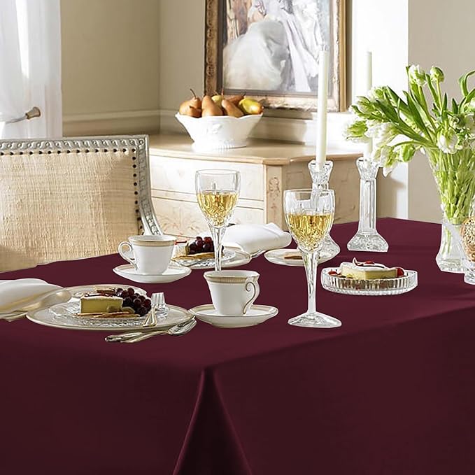 Fitable Burgundy Rectangle Tablecloths for 6 Foot Tables, 6 Pack - 70 x 108 Inches - Stain Resistant and Washable Table Clothes, Polyester Fabric Table Covers for Wedding, Party, Banquet, Buffect
