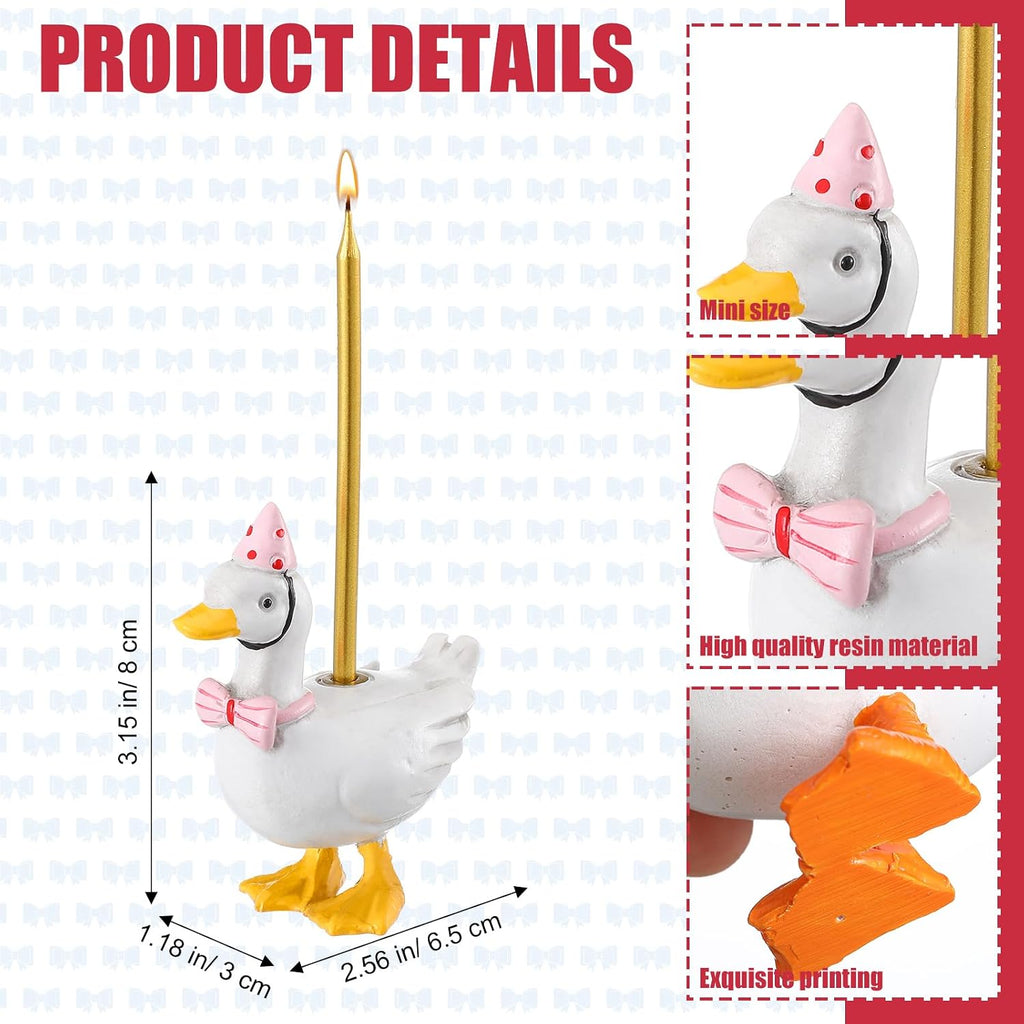 Mumufy Silly Goose Cake Candle Holders with Birthday Candle One Birthday Party Supplies Mini Cute Cake Topper Stand Candlestick for Kids Baby Shower Party Celebration, 3.15 Inch(Goose,Pink)