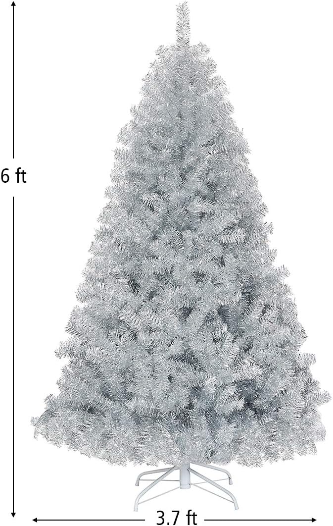 goplus 6ft sliver artificial christmas tree with electroplated, package contents