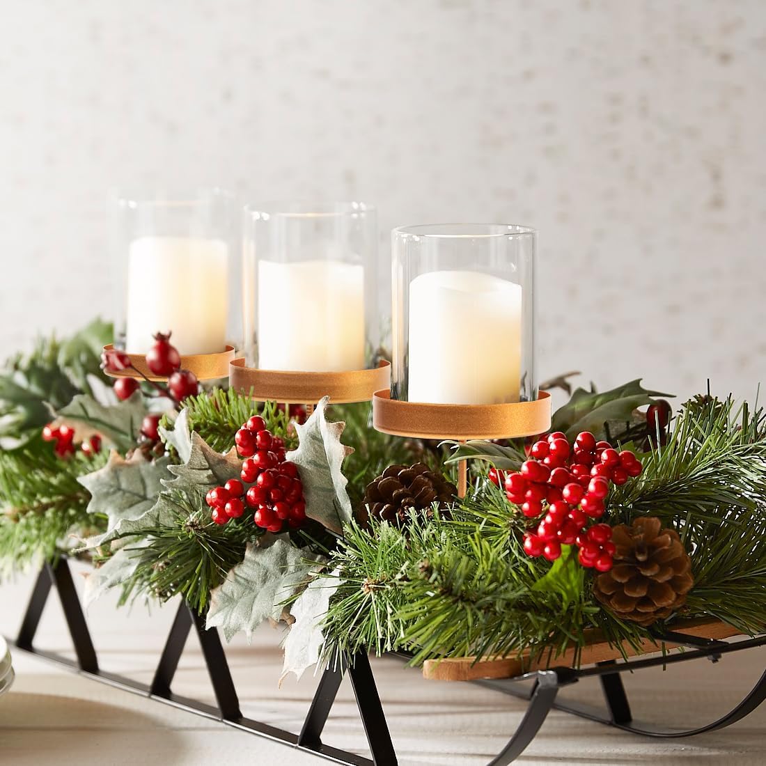 Gold Candle Holders Set of 4, 8 cm Christmas Advent Candlesticks, Candle Holders, Christmas Decoration, Metal Candle Holder, for Wreaths Garland Christmas Decoration