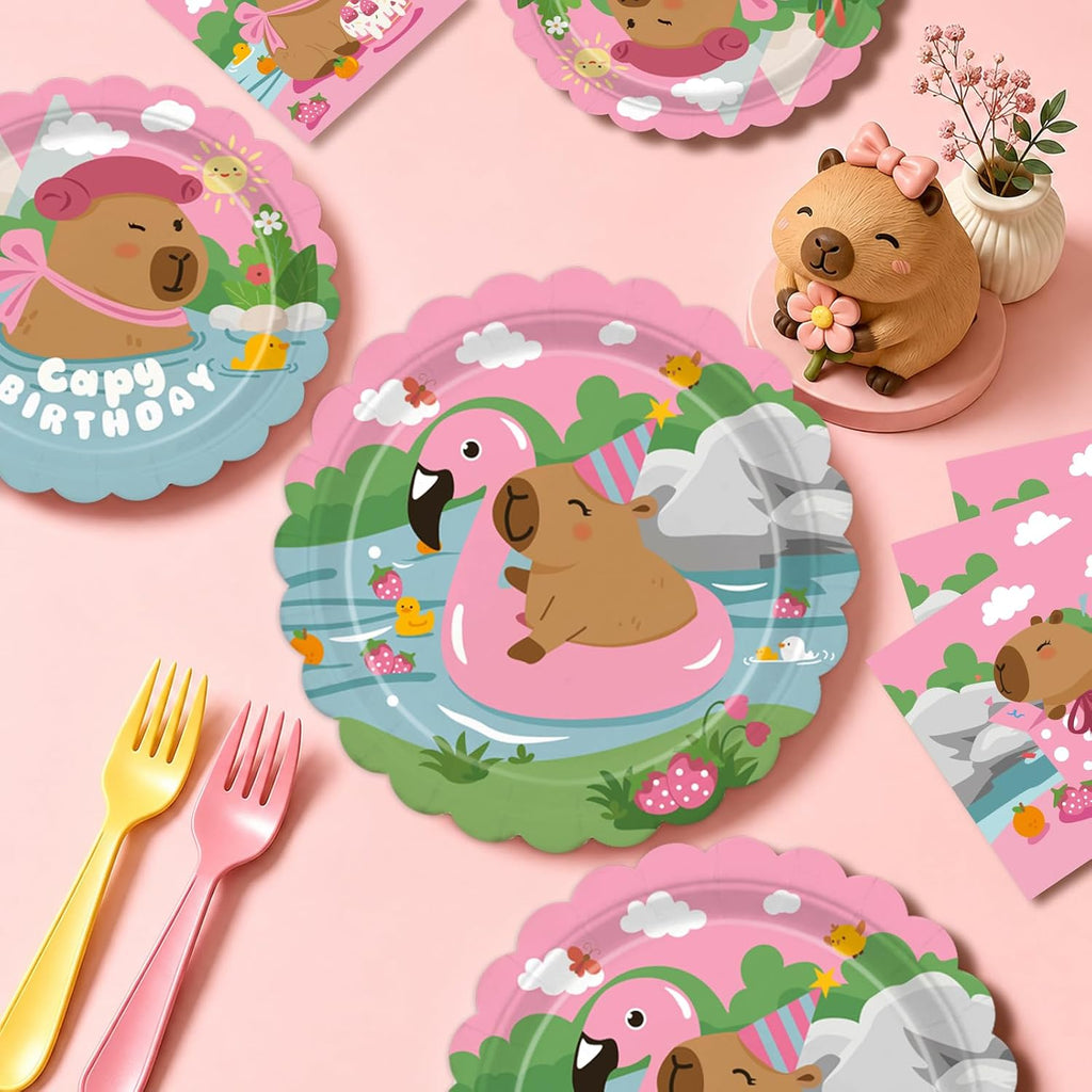 pink capybara birthday party decorations balloon arch set, package contents
