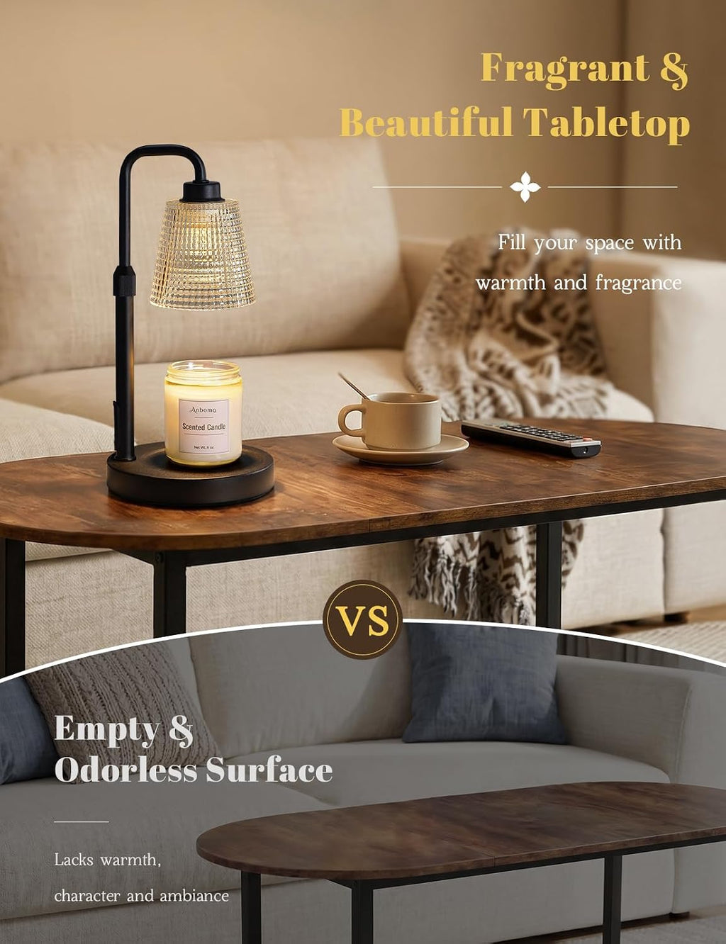 Candle Warmer Lamp with Timer Dimmable, Wax Warmer for Scented Jar Candles, Adjustable Height Candle Lamp for Home Decor, Birthday Gifts for Women Mom House Warming Gifts, Black