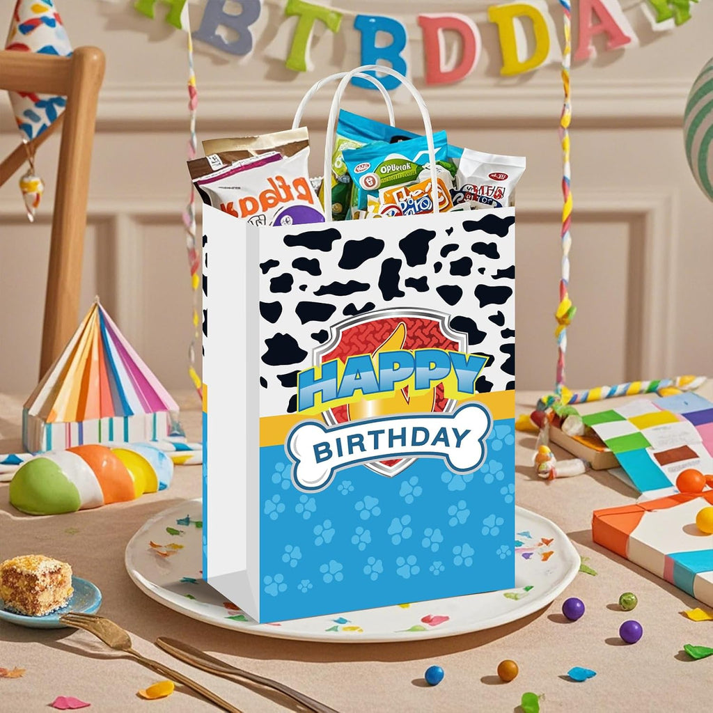 HDJY 16PCS Cartoon Dog Birthday Party Goodie Bags, Favors Bags, Candy Bags, Decoration, 8.26in x 5.9in x 3.14in