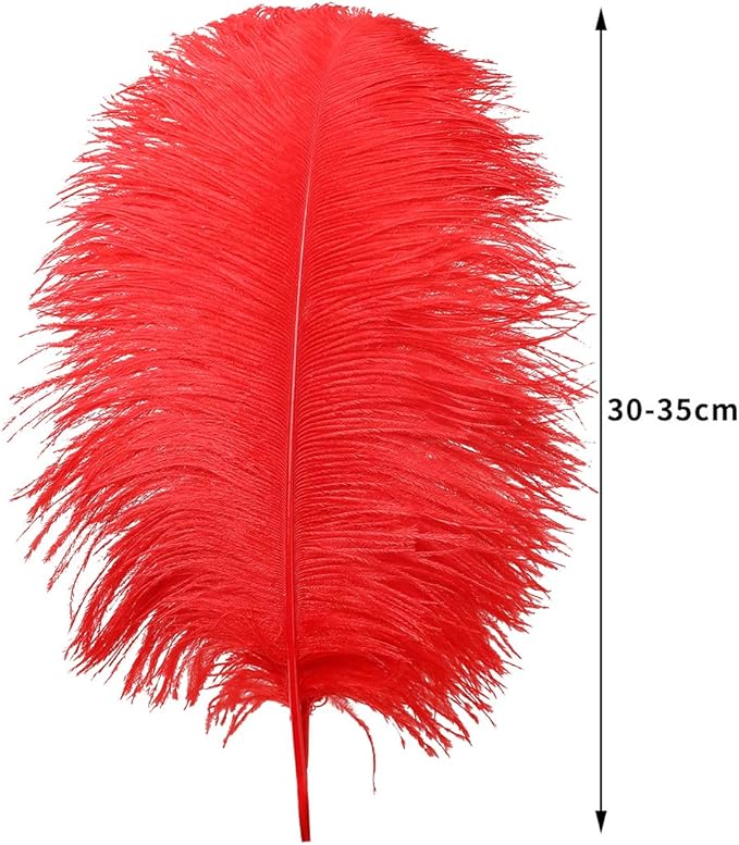 12pcs Natural Bright Red Ostrich Feathers 12-14inch (30-35cm) for Wedding Party Centerpieces，Flower Arrangement and Home Decoration.