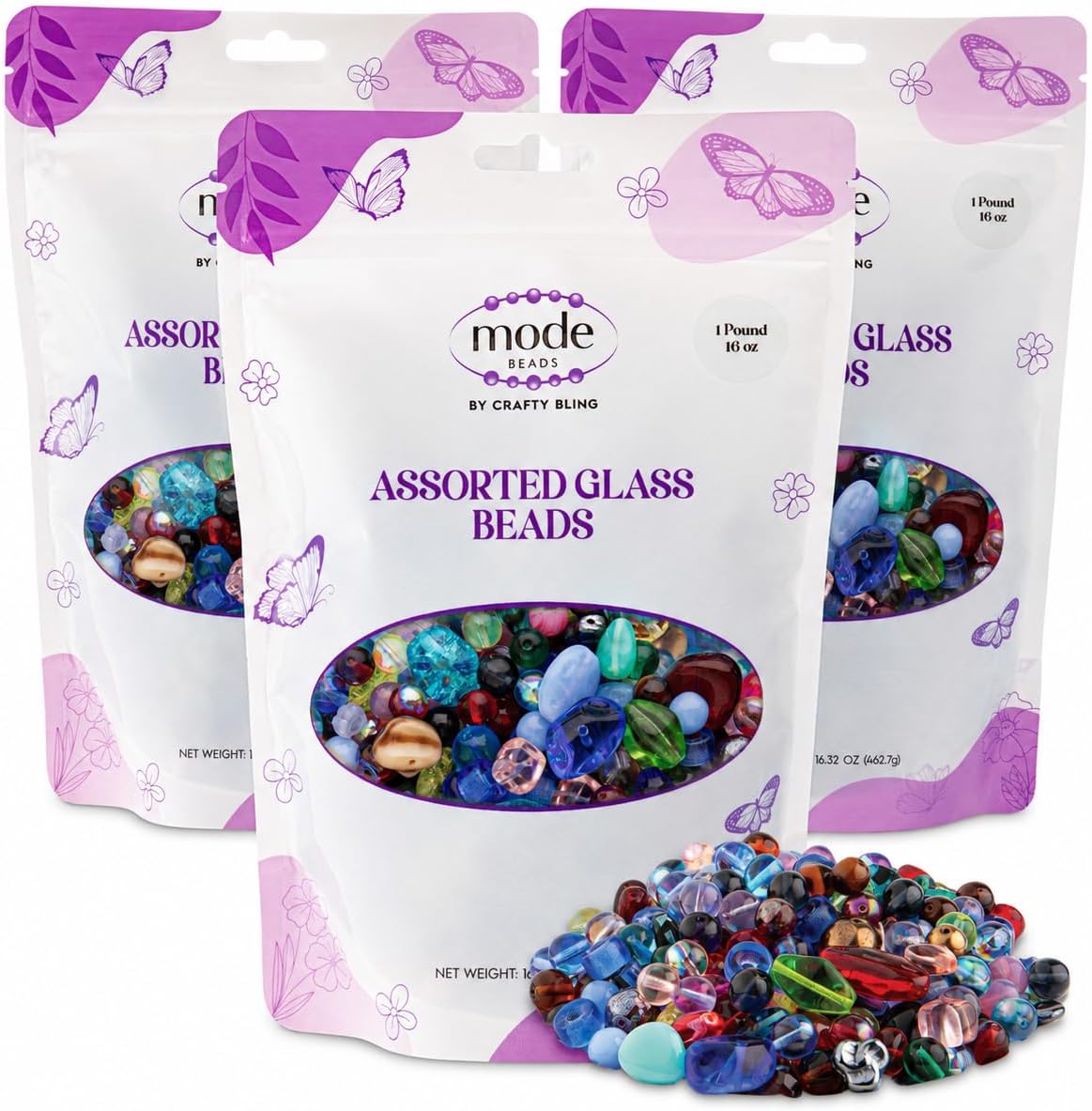 one pound assorted glass beads for jewelry making shown in use