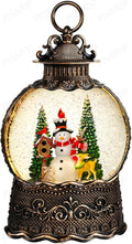 Priddop Snowman Snow Globe Christmas Decorations Indoor Deer Cardinal Snowman Gifts Classic Relief Texture Musical Glitter Snowfall USB/Battery Timer Lantern 10.6 inch
