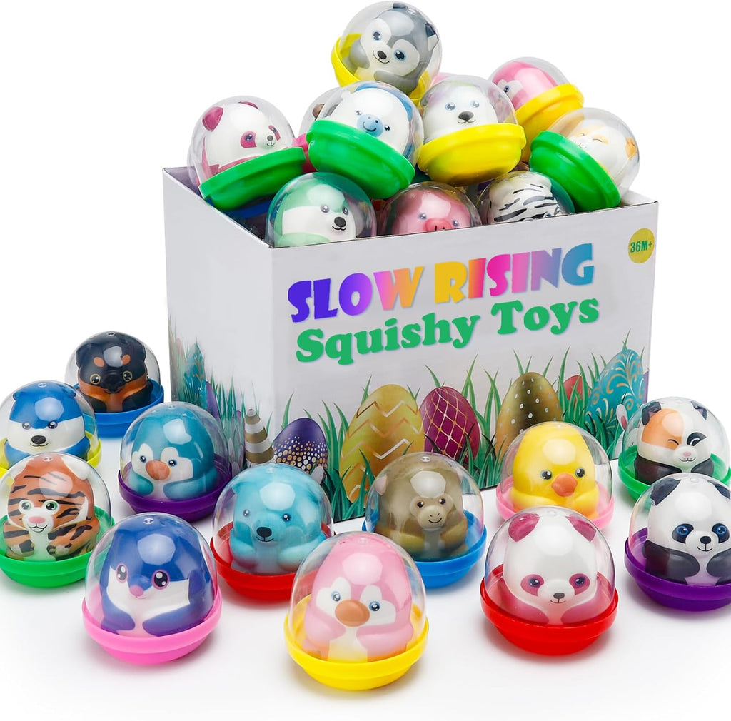 curibble 30 Packs Party Favors Slow Rising Animal Squishy Toys with Capsules,Goodie Bag Stuffers,Birthday Gifts,Treasure Box Toys, Kids Classroom Prizes,Claw Machine Toys, Stress Relief Squishy toys