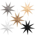 EASY JOY 5pcs 9-Pointed Paper Star Decoration Christmas Party Decorations Hanging Star Decoration Grey Brown Black 12 Inch 3D Paper Star Lantern for Christmas Home Party Wedding Birthday