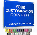 Custom Personalized Aluminum Metal Business Signs, Outdoor Waterproof, White Aluminum (Blue, 18x12 In)