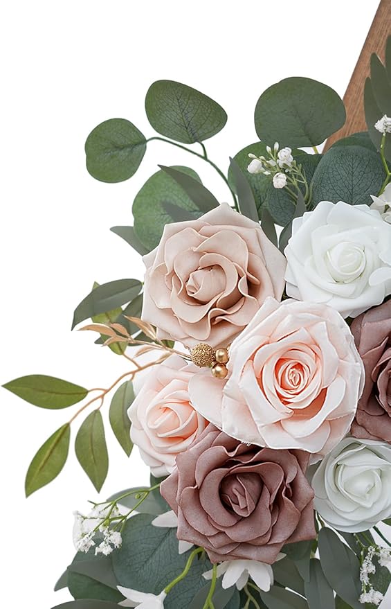 Artificial Dusty Rose Flowers Swag Set of 2 for Wedding Welcome Signs Floral Decorations, Wedding Arch Flowers for Wedding Ceremony