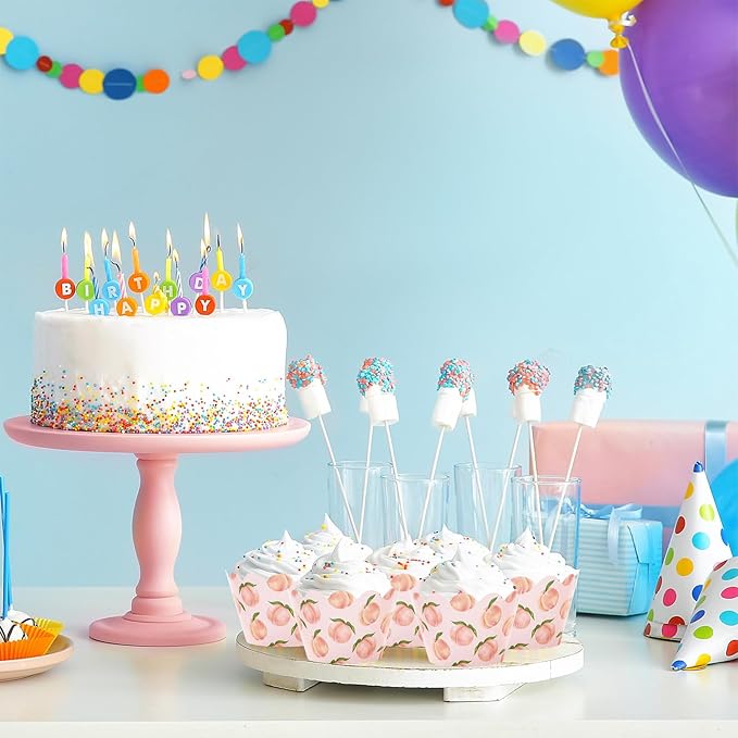 Whaline 36Pcs Peach Cupcake Wrappers Watercolor Pink Peach Cupcake Liners Decorative Cupcake Holders for Summer Baby Shower Party Cake Decoration