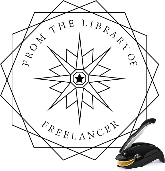 Personalized Book Embosser - Custom Library Stamp, Personal Gifts for Book Lovers, Readers, Teachers (Star-02)