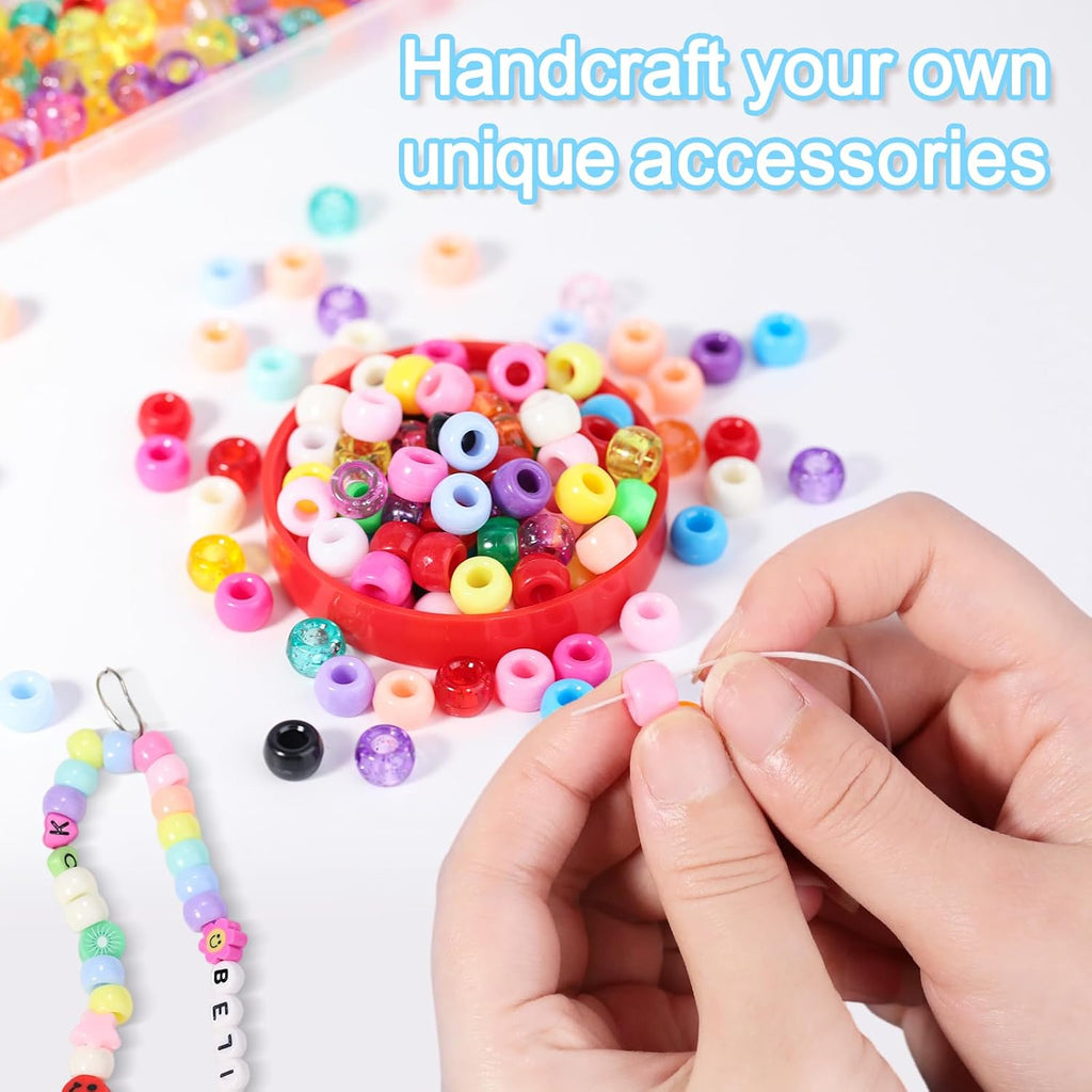 pony beads bulk 10000+ multi-colored beads for making, close-up detail