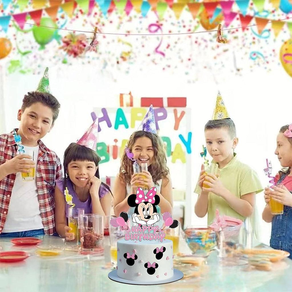 Birthday Cake Toppers, Cute Mouse Cake Decorations, Cartoon Themed Cupcake Topper, Birthday Party Supplies (Pink)
