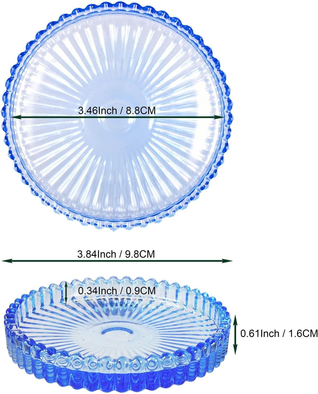 3.8 Inch Blue Glass Pillar Candle Holder Plates Set of 4 Coaster Holder Round Candle Stand for Table Centerpieces, Wedding,Party,and Home Decor