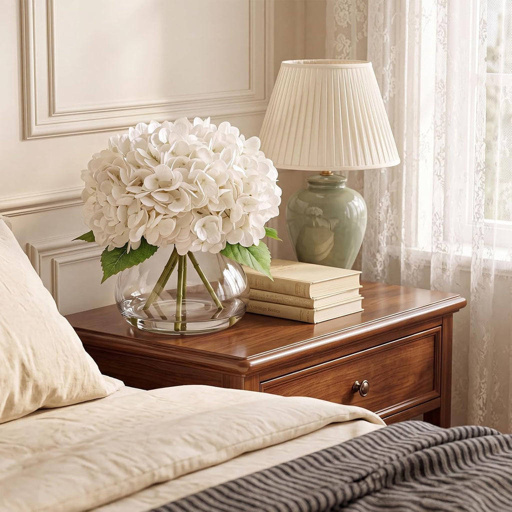 real touch artificial hydrangea in vase,premium faux flowers, package contents
