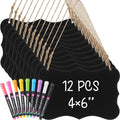 12 Pcs 4 x 6 Acrylic Chalkboard Hanging Sign with Chalk Markers Chalk Board Signs with Hanging String for Wedding Kitchen Home Party Decoration (Arrow)