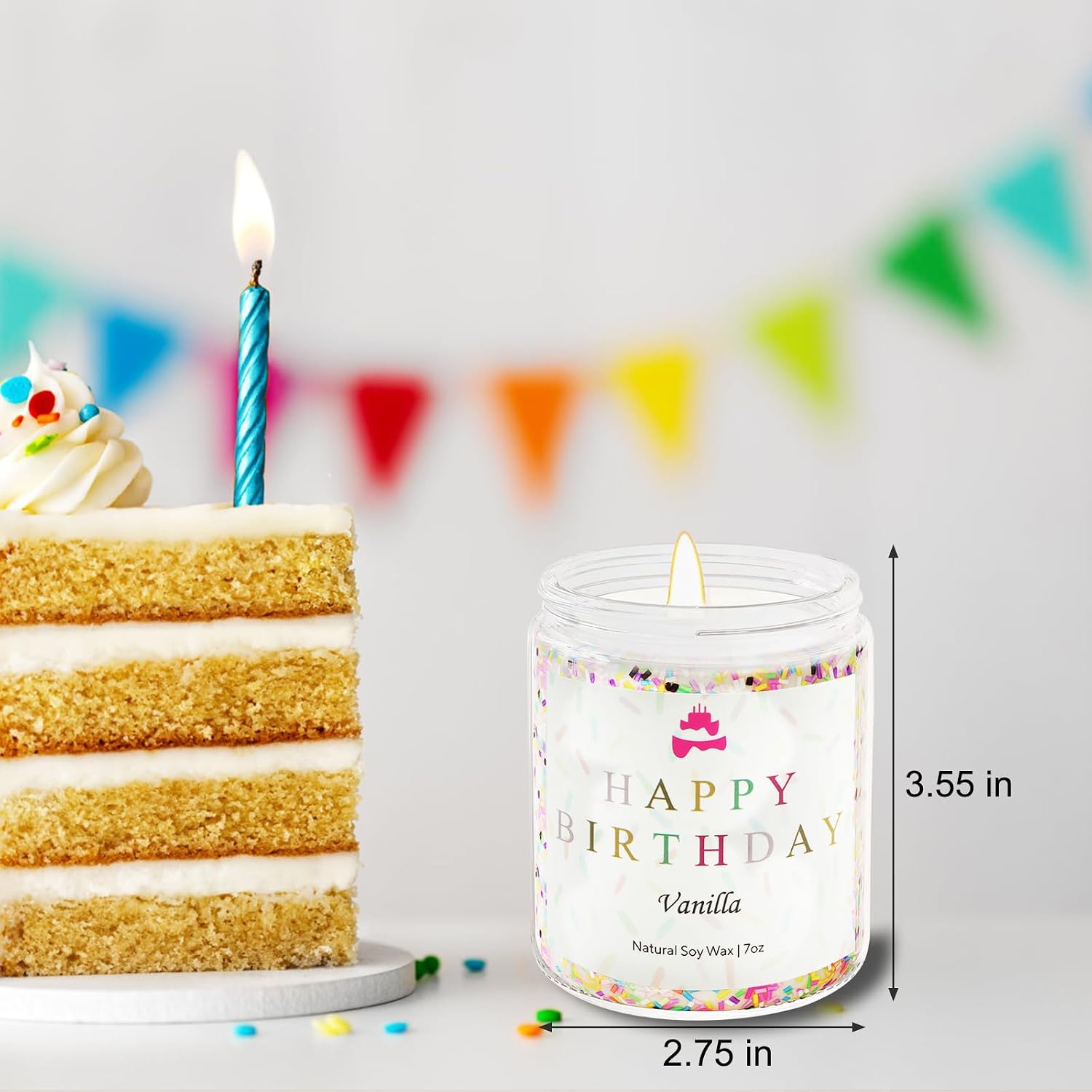 Lihome Happy Birthday Candle - Birthday Gifts for Women, Men, Mom, Dad, Sister, Teacher, Friends - Best Gifts for Ideas, Natural Soy Wax Vanilla Scented Candles