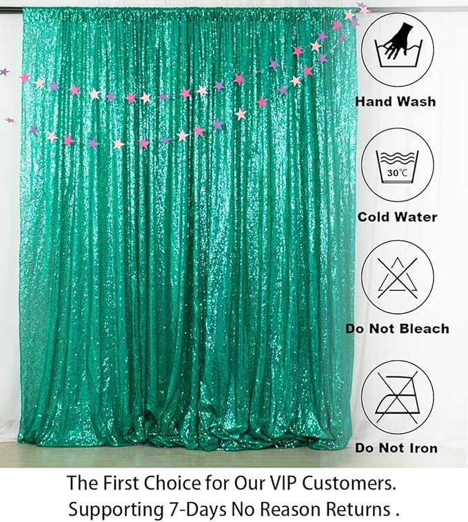 ShinyBeauty Sequin Backdrop 7FTx7FT Green Sequins Fabric Drapes Sparkle Backdrops for Photoshoot Glitter Curtain Birthday Party Christmas Shimmer Background