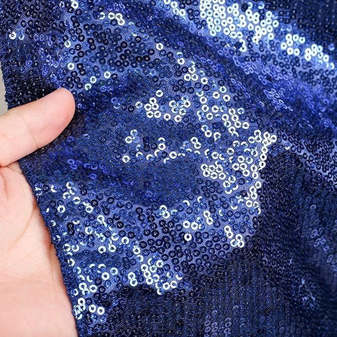 Poise3EHome 7Ft x 7Ft Navy Blue Sequin Backdrop, Glitter Thick Satin Sequin Background Drapes, Sequence Xmas Thanksgiving Backdrop for Wedding Party Holiday Festival Decor