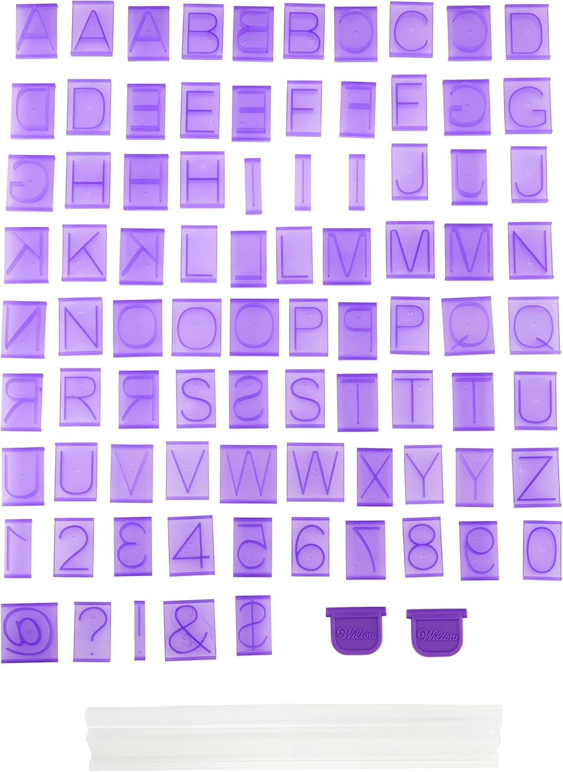 Wilton Cake Letter and Number Press Set, Use on Fondant or Buttercream Frosting, Ideal for Decorating Personalized Birthday Cakes, Includes 1 Holder, 2 Locks, and 85 Assorted Tiles, Purple